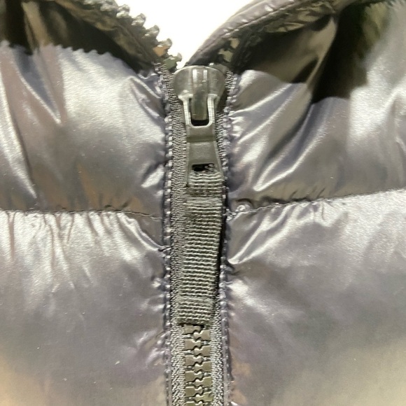 Aqua black puffer zip up jacket detachable faux tan fur trimmed hoodie small - Picture 12 of 16